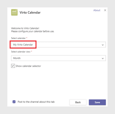 Choose the calendar which you’ve just created and click “Save”.