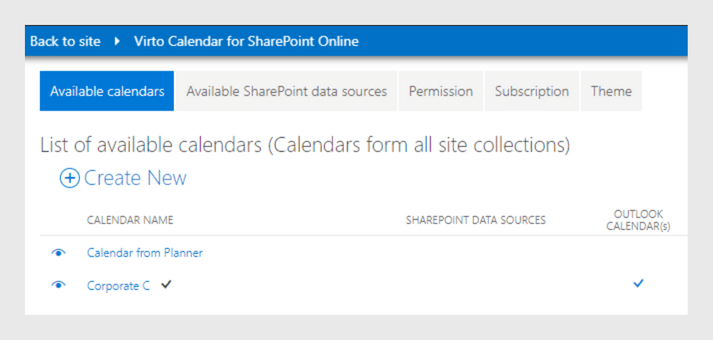 Microsoft Planner available calendars