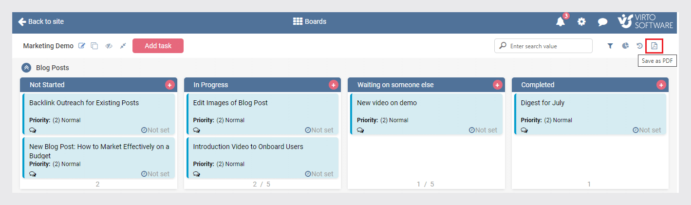 Kanban Board Save to PDF