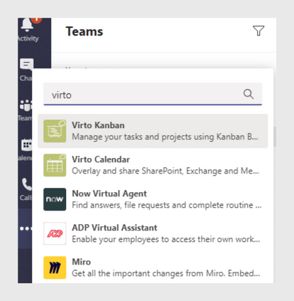Start typing “virto” or “kanban” to find the Virto Kanban application.