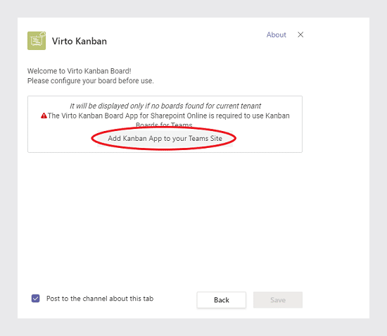 Add Kanban App to your Teams Site