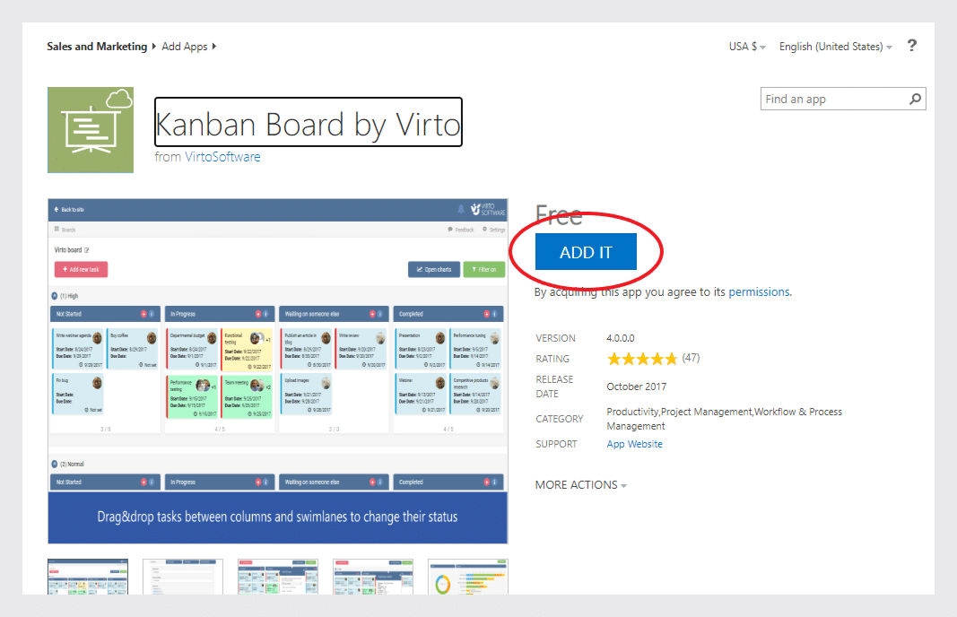 Click Add Kanban board