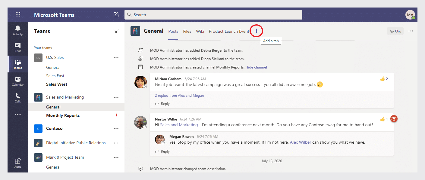 add the created Kanban board and click “Add a tab”.