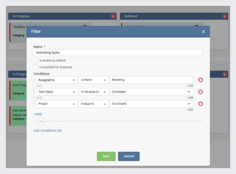 Kanban Board Filter