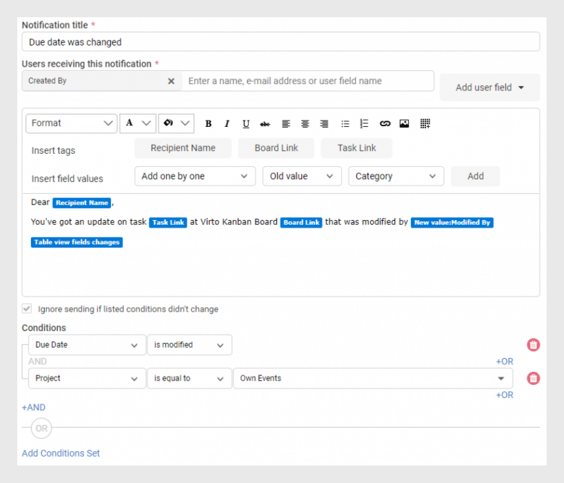 Flexible Alerts for Kanban board