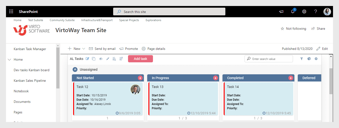 Kanban Board Modern web Part