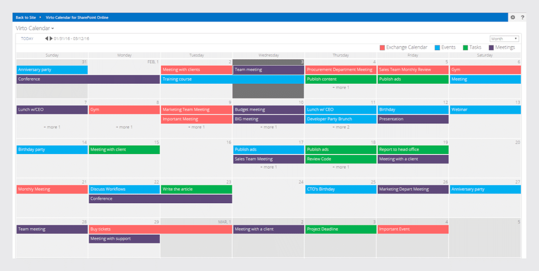 office 365 calendar app from virto
