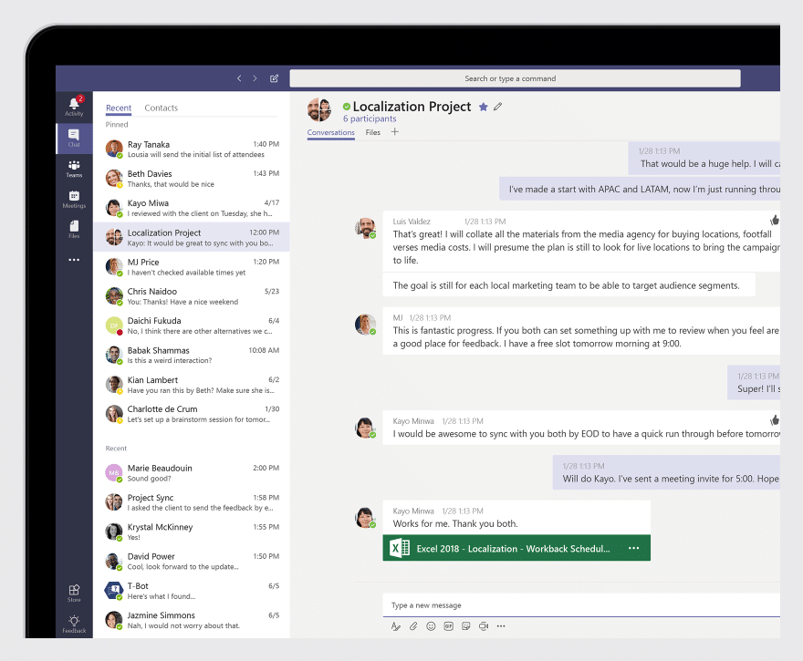 teams interface example