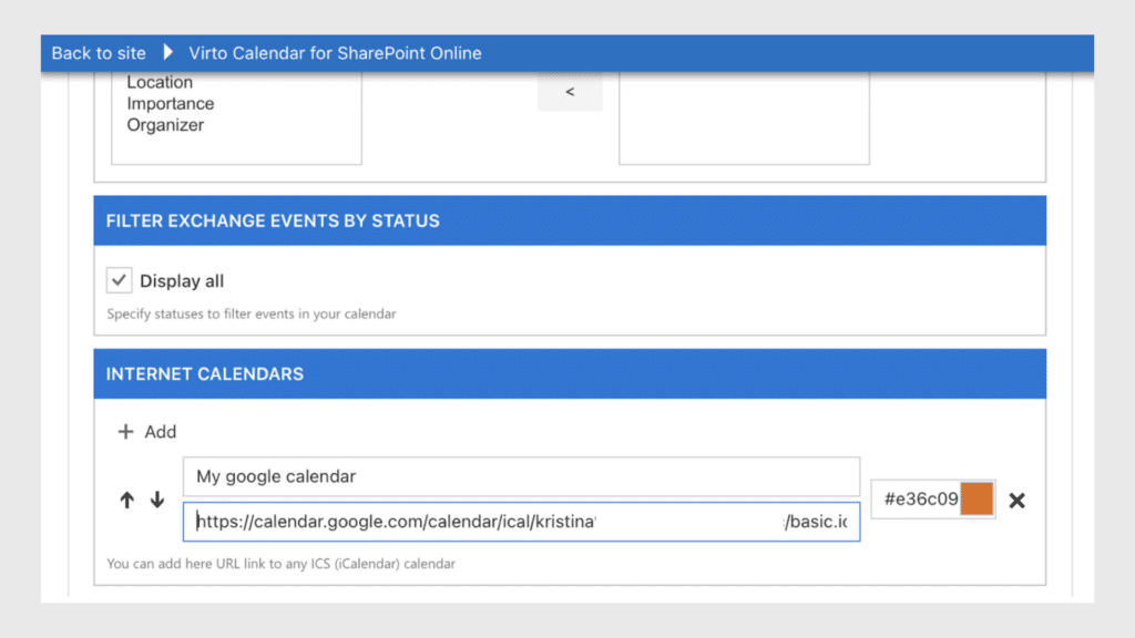 internet calendars in Virto Calendar