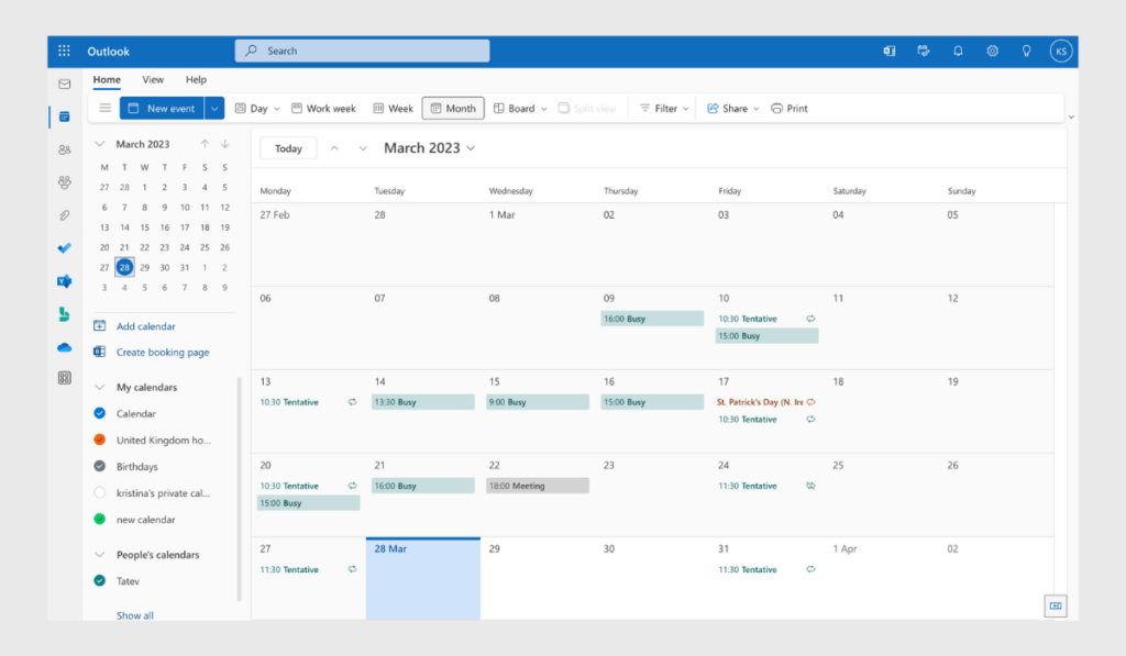 Shared calendar