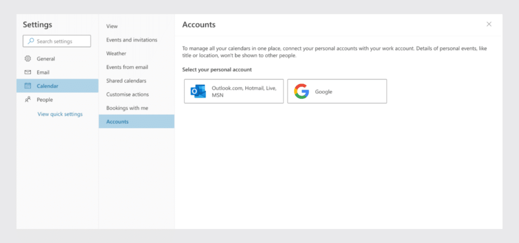 accounts in outlook and google