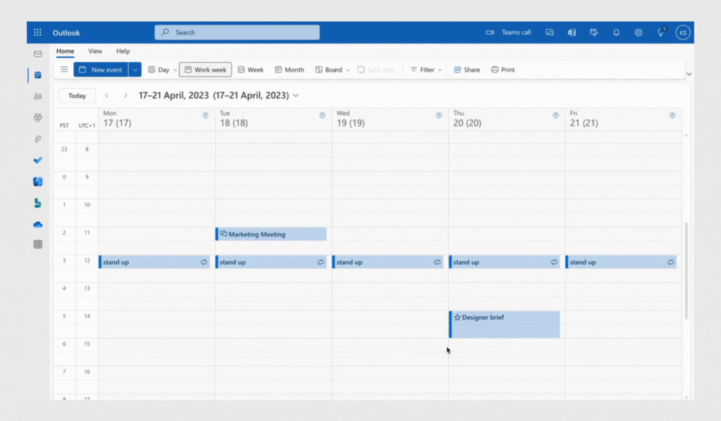 colour theme in office 365 calendar