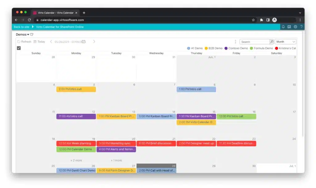 Virto Calendar app for schools and colleges