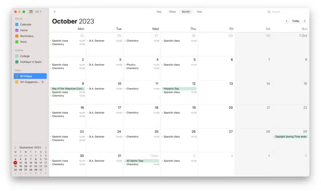 Apple calendar