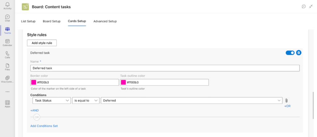 Setting up conditions for custom style rules