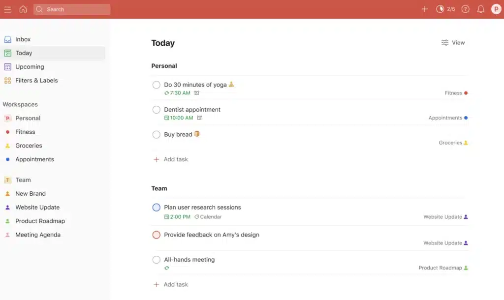 Todoist\u00a0calendar