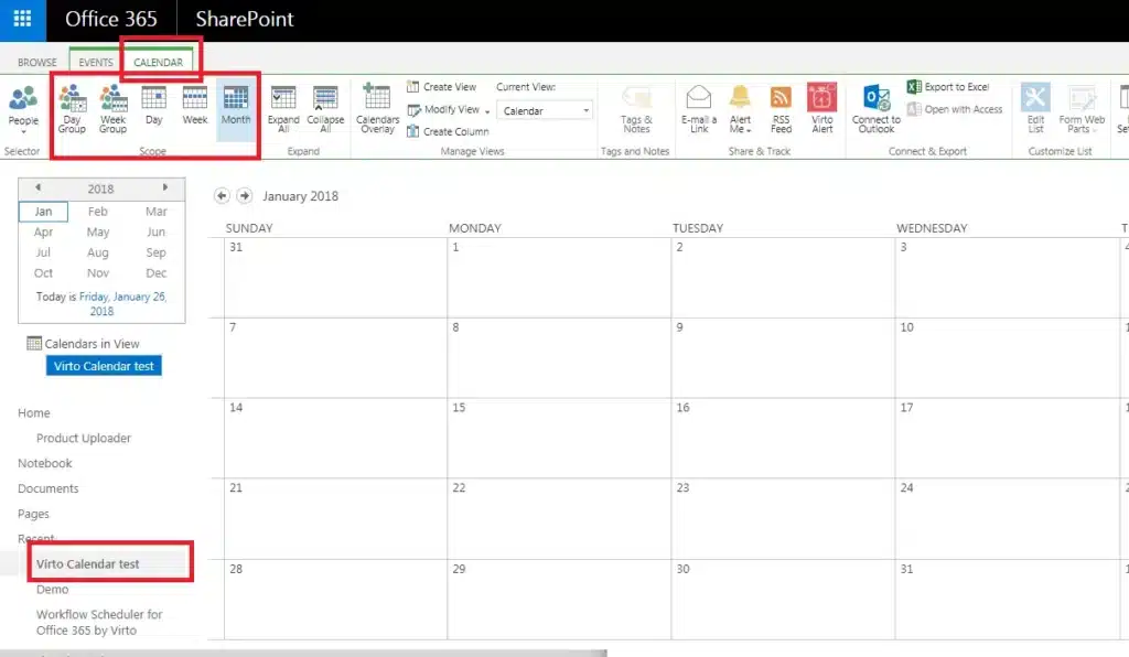 Test Virto Calendar