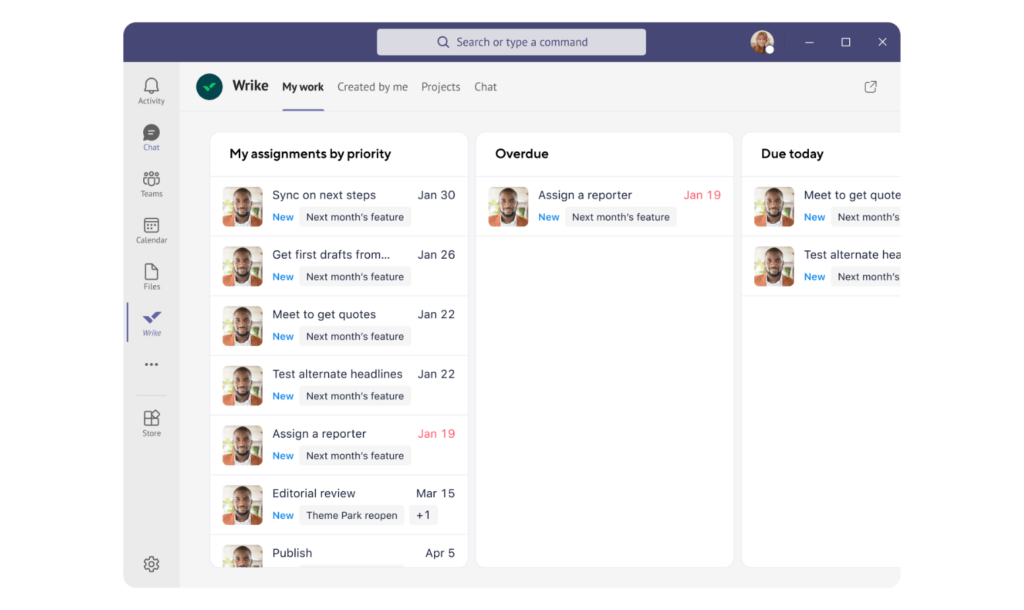 Wrike in Teams