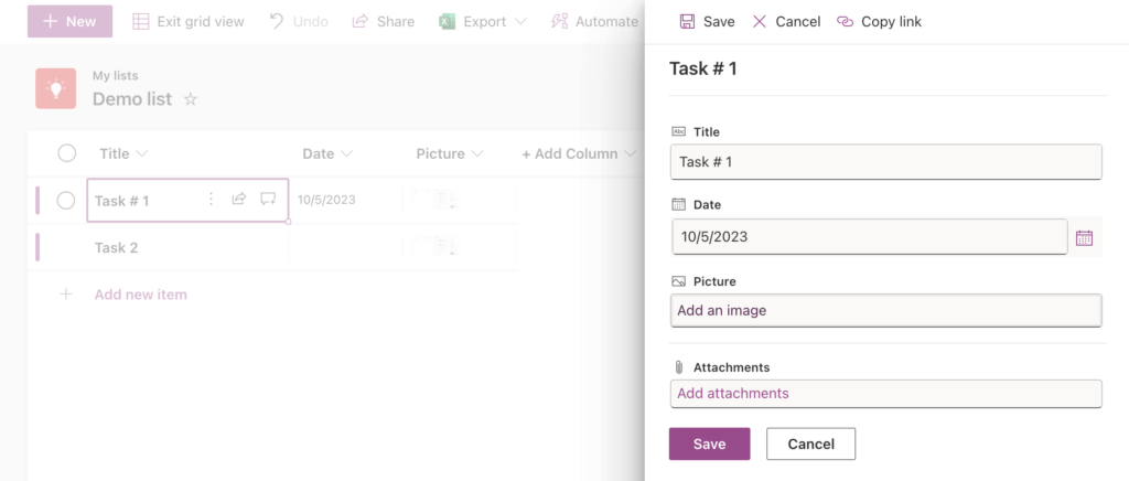 adding image to Microsoft lists