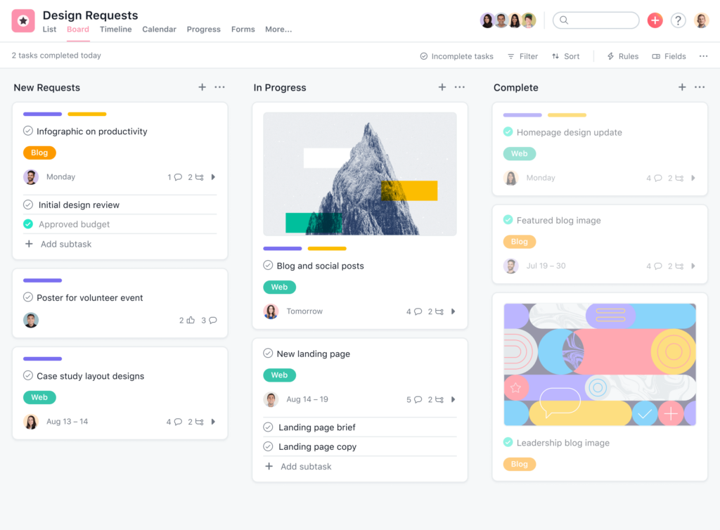 Asana online kanban board
