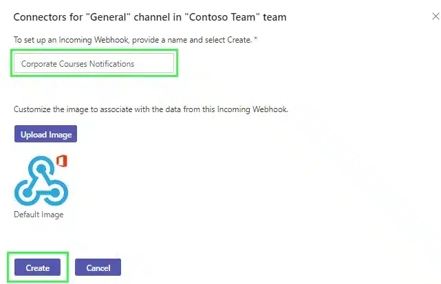 Geben Sie dann den Namen Ihres Webhooks ein und klicken Sie auf „Erstellen“