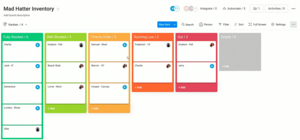 monday.com online kanban board