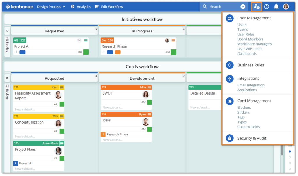 Kanbanize online kanban board