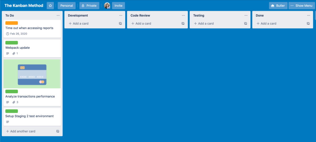 Trello online kanban board