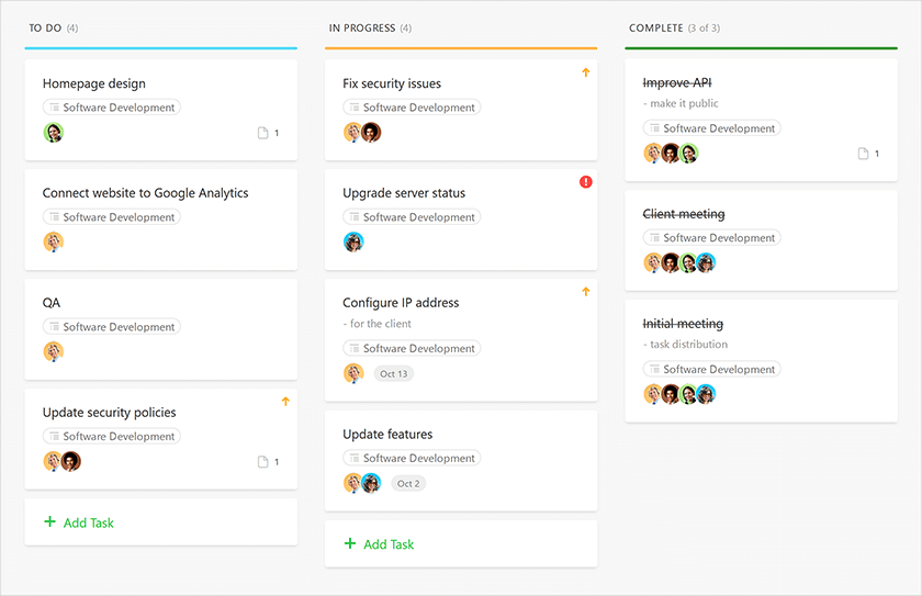 Paymo online kanban board