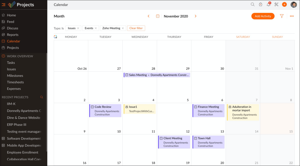 Zoho calendar
