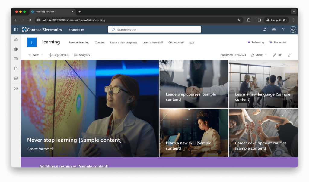 Sharepoint communication site