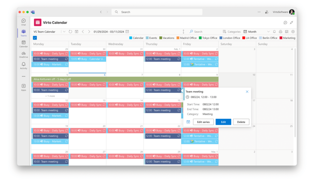 Virto Calendar example