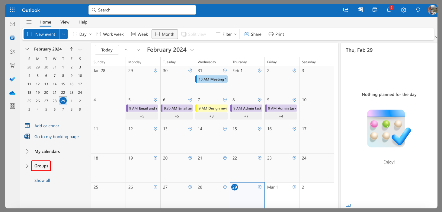 Groups in Outlook