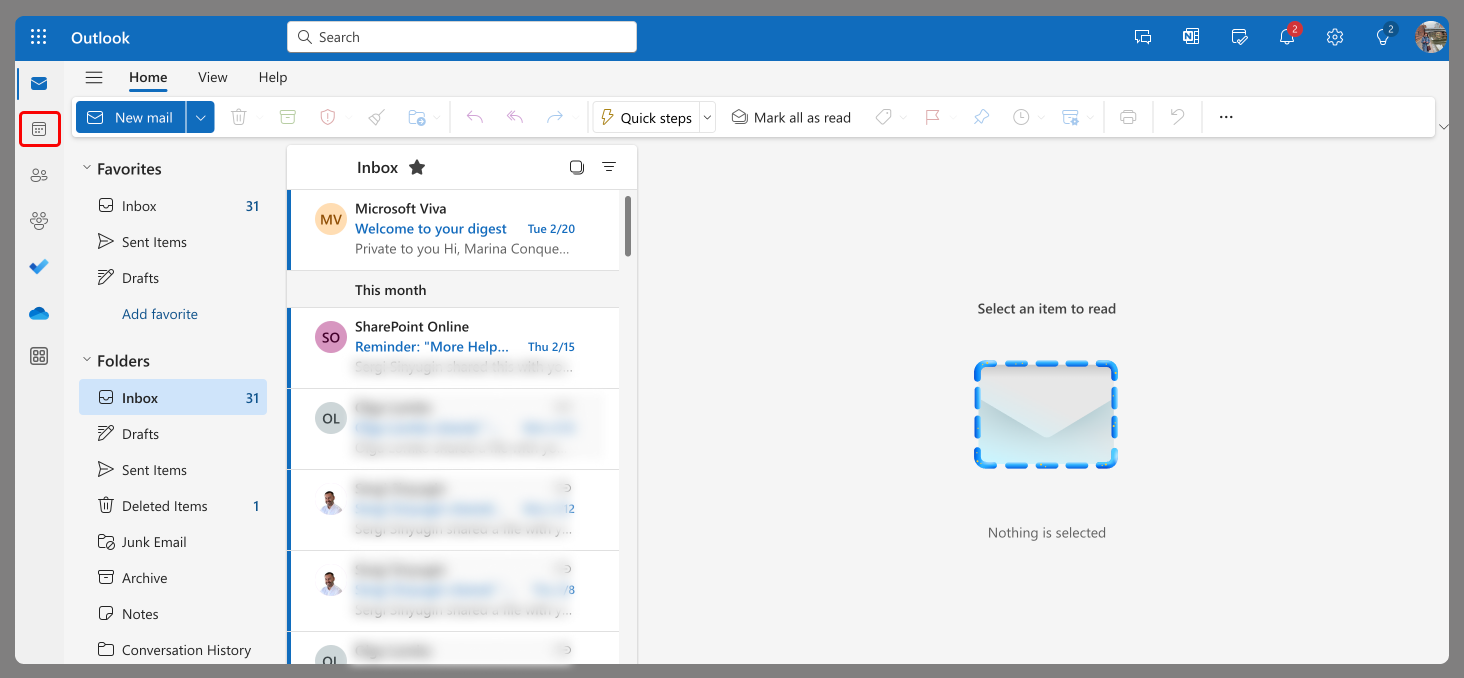 Calendar in Outlook