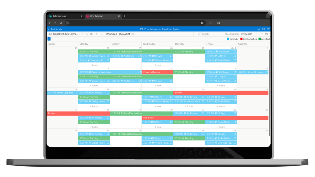 Virto Calendar Overlay App for Microsoft 365
