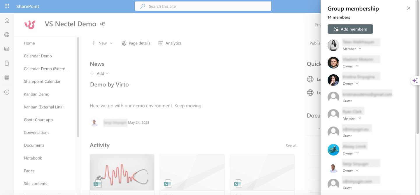 Adding members in SharePoint site.\u00a0