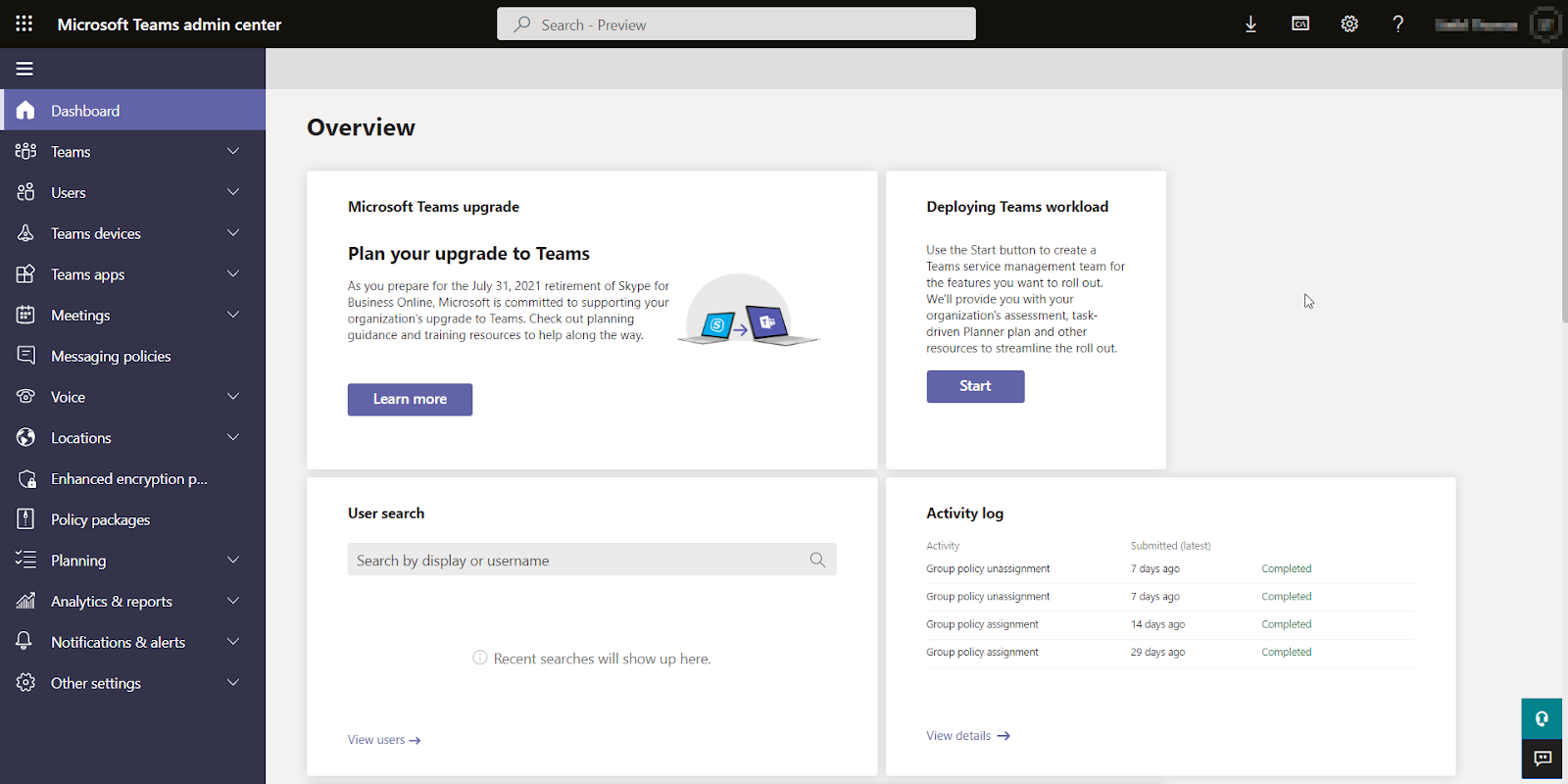 Microsoft Teams admin center