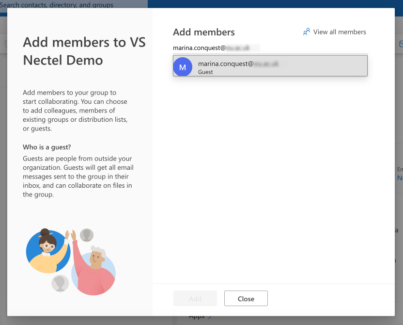Sending out an invite for a new member.