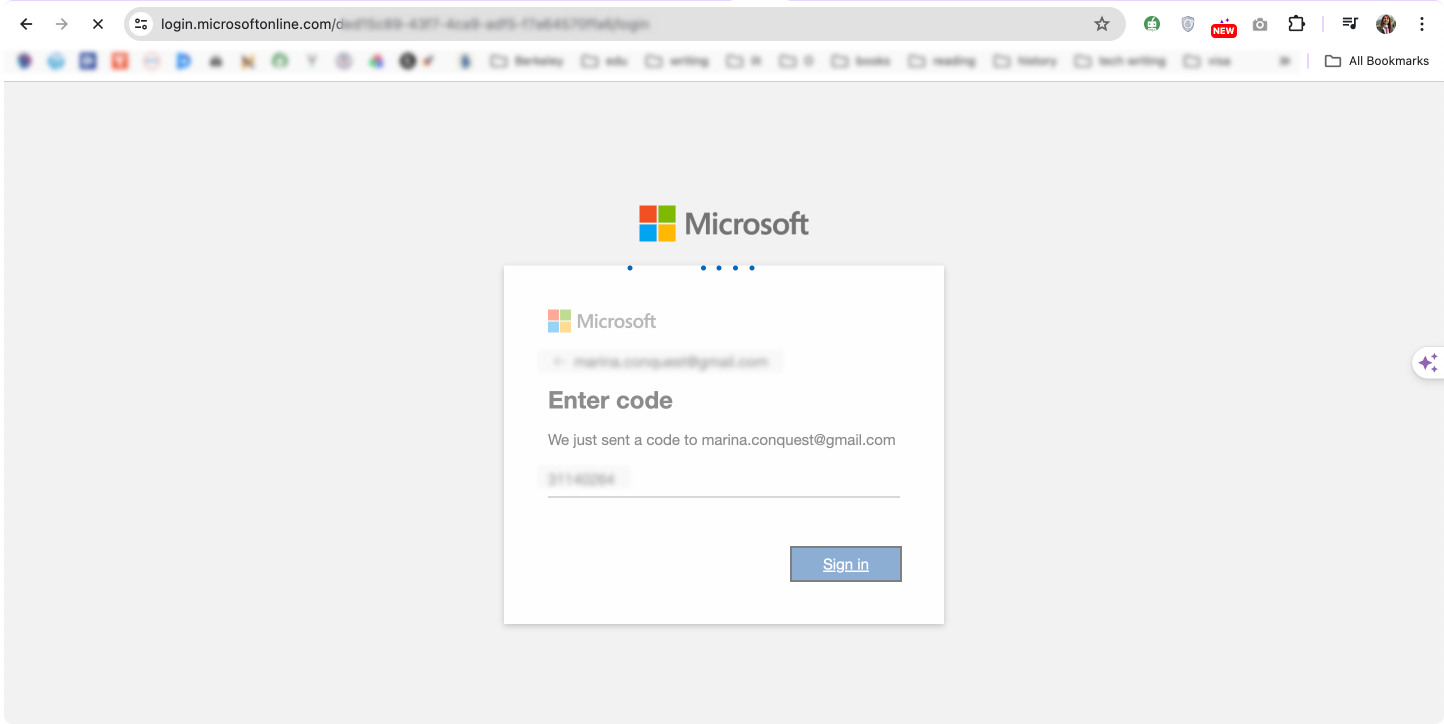Enter a code from your email if prompted.
