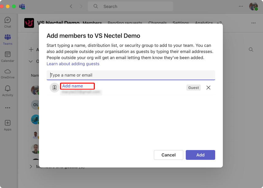 Adding a name for your guest at this step saves you the time of having to contact an administrator later to add it for you.