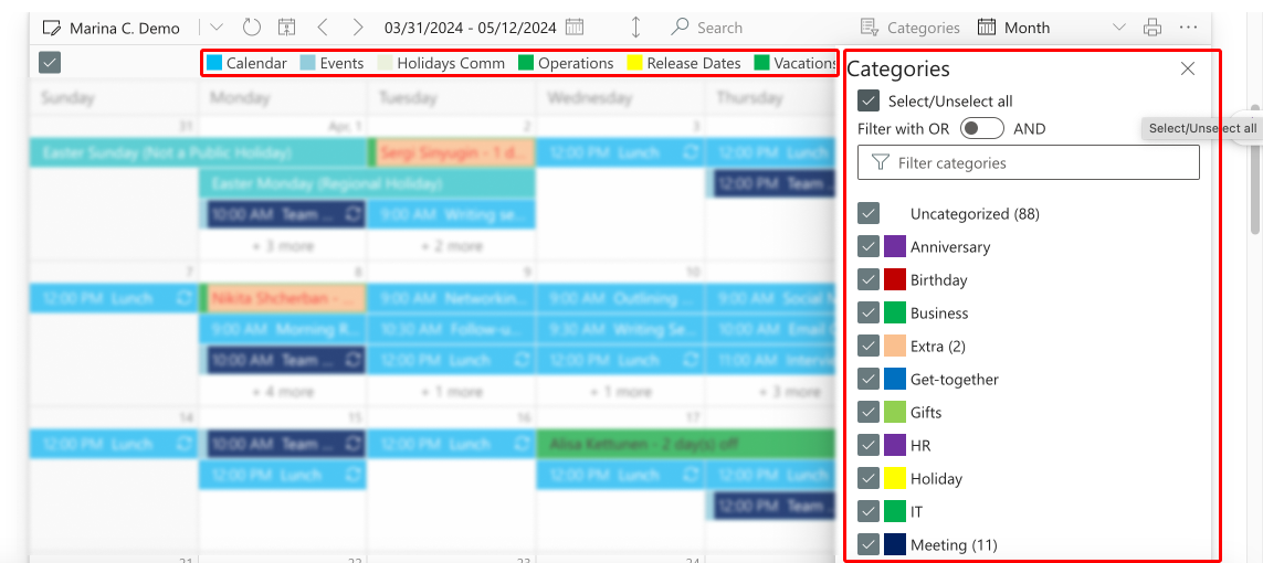 Color-coding and categorizing your calendar however you like it.