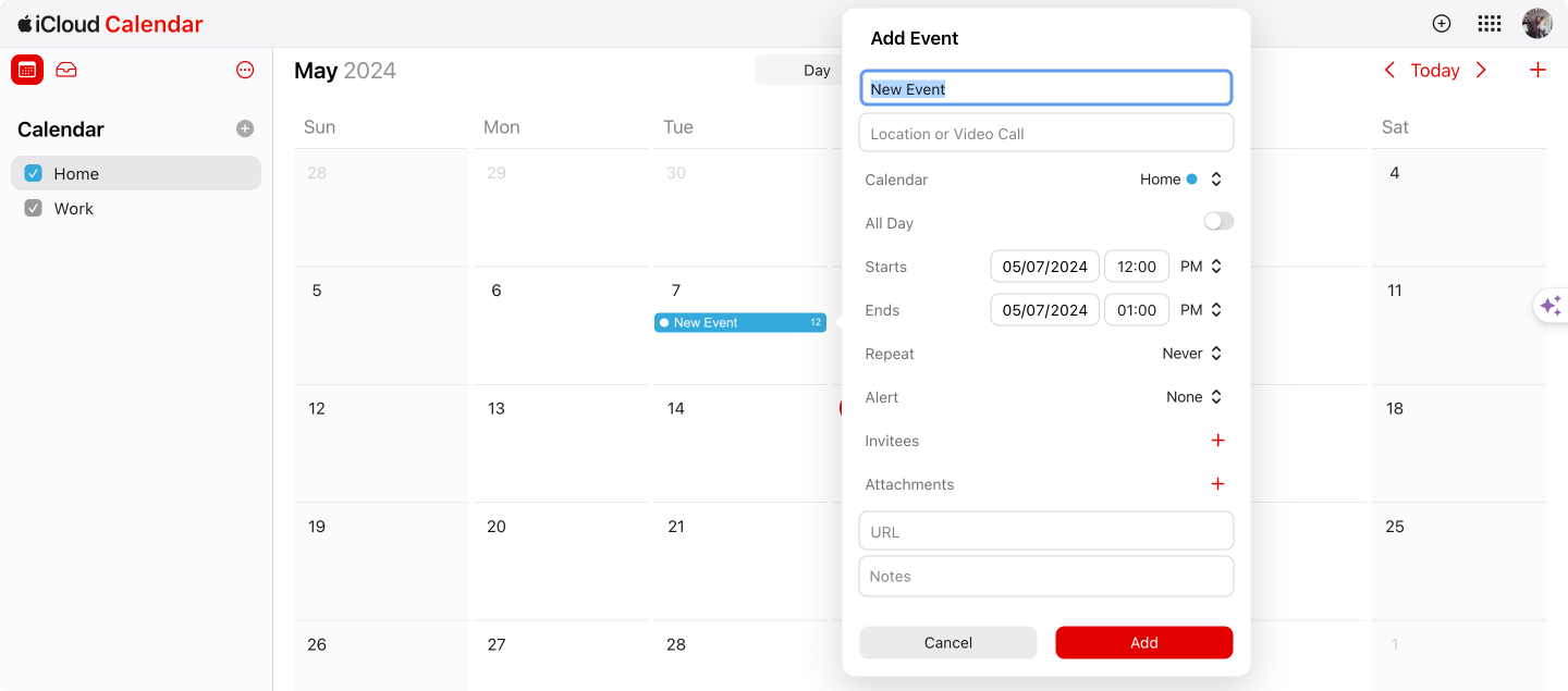 iCloud calendar.
