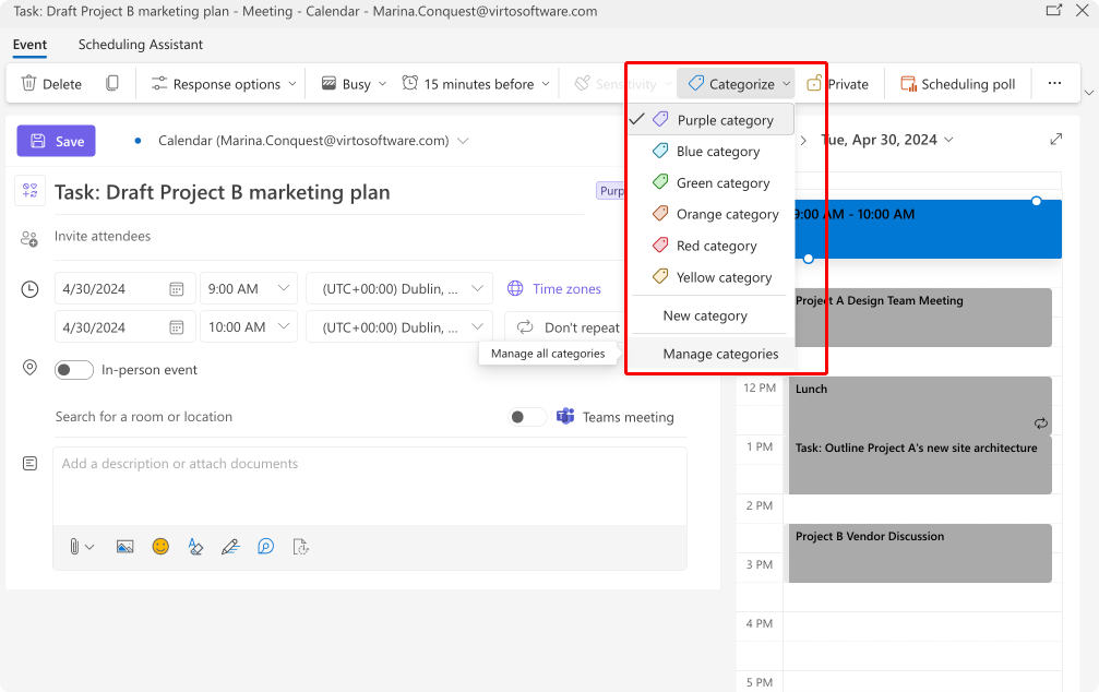  Setting a particular category for your event.\u00a0