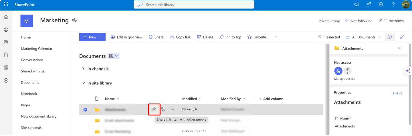 Navigating to the “Share” button.