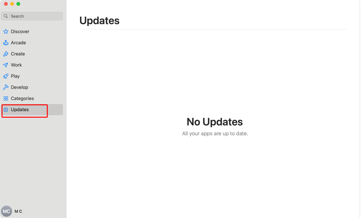 Checking for updates on Mac.\u00a0