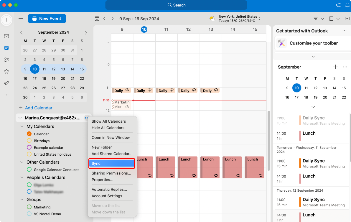Syncing your Mac Outlook calendar.