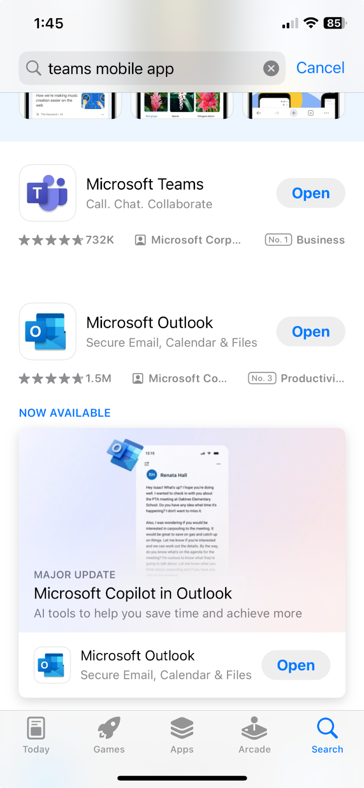 Another way to check for updates is to search for the app in the app store. If an update is available, click &lsquo;Update&rsquo;.