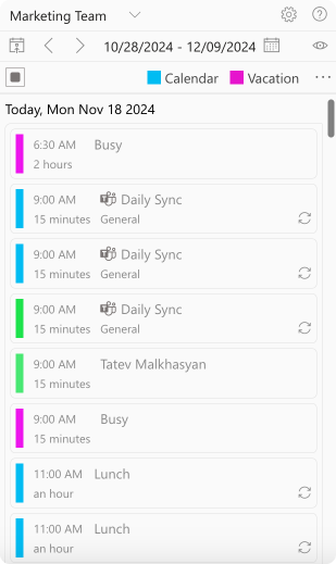 Pic. 12. Sample Virto Calendar Mini Calendar view.