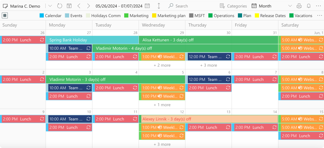 Virto Calendar example view.\u00a0