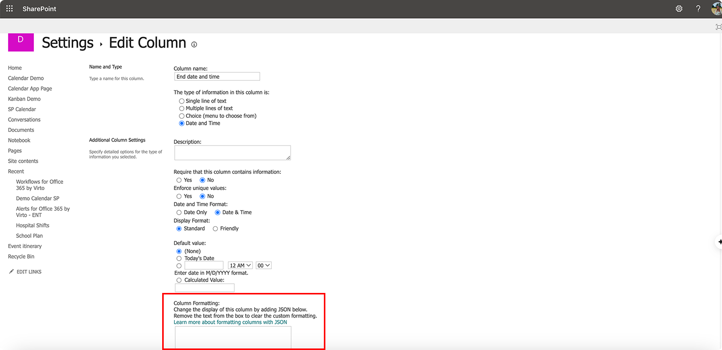 Pic. 4. Navigating to “Column Formatting”.